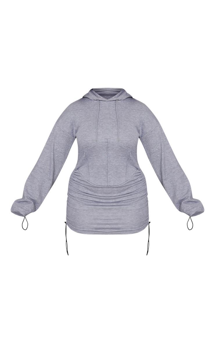 Shape Grey Marl Branded Corset Detail Hooded Sweater Dress Product Image