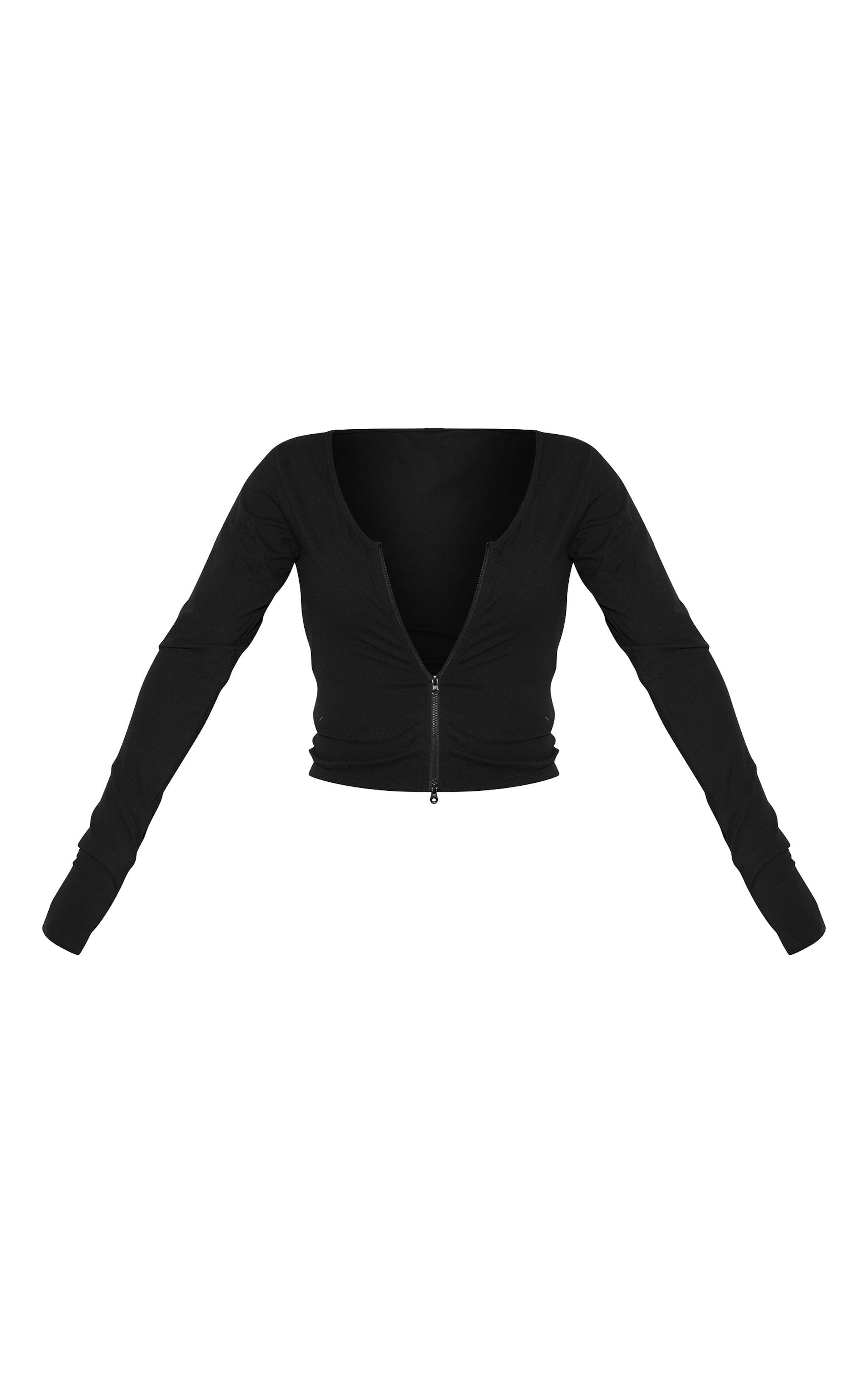 Shape Black Sculpted Zip Through Long Sleeve Top Product Image
