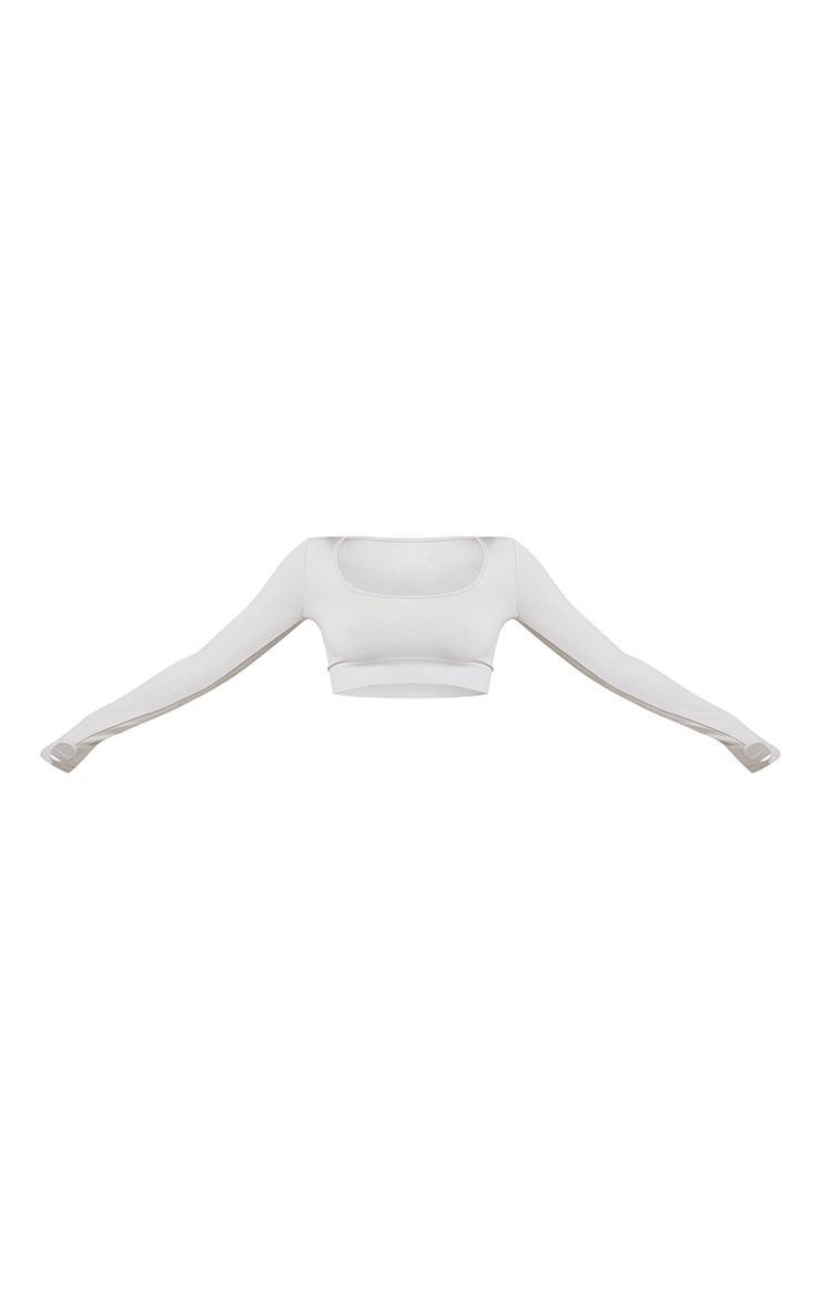 Grey Marl Seamless Square Neck Long Sleeve Gym Top Product Image