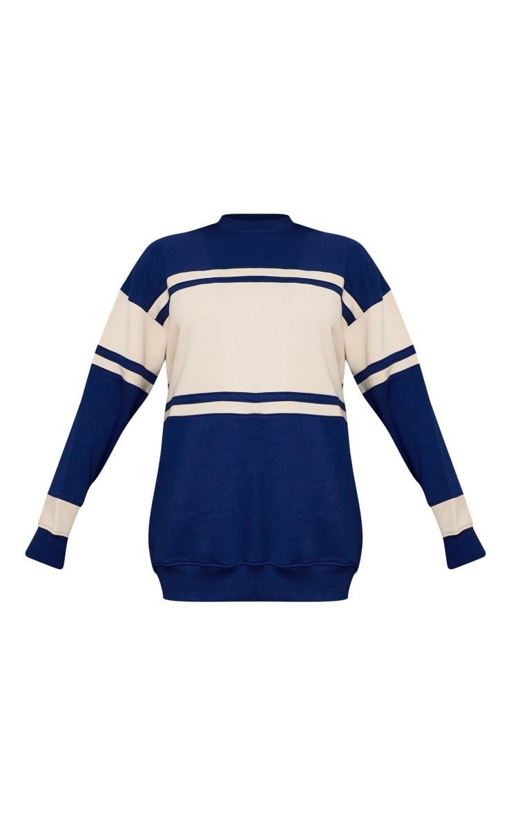 Navy Graphic Contrast Stripe Sweater Dress Product Image