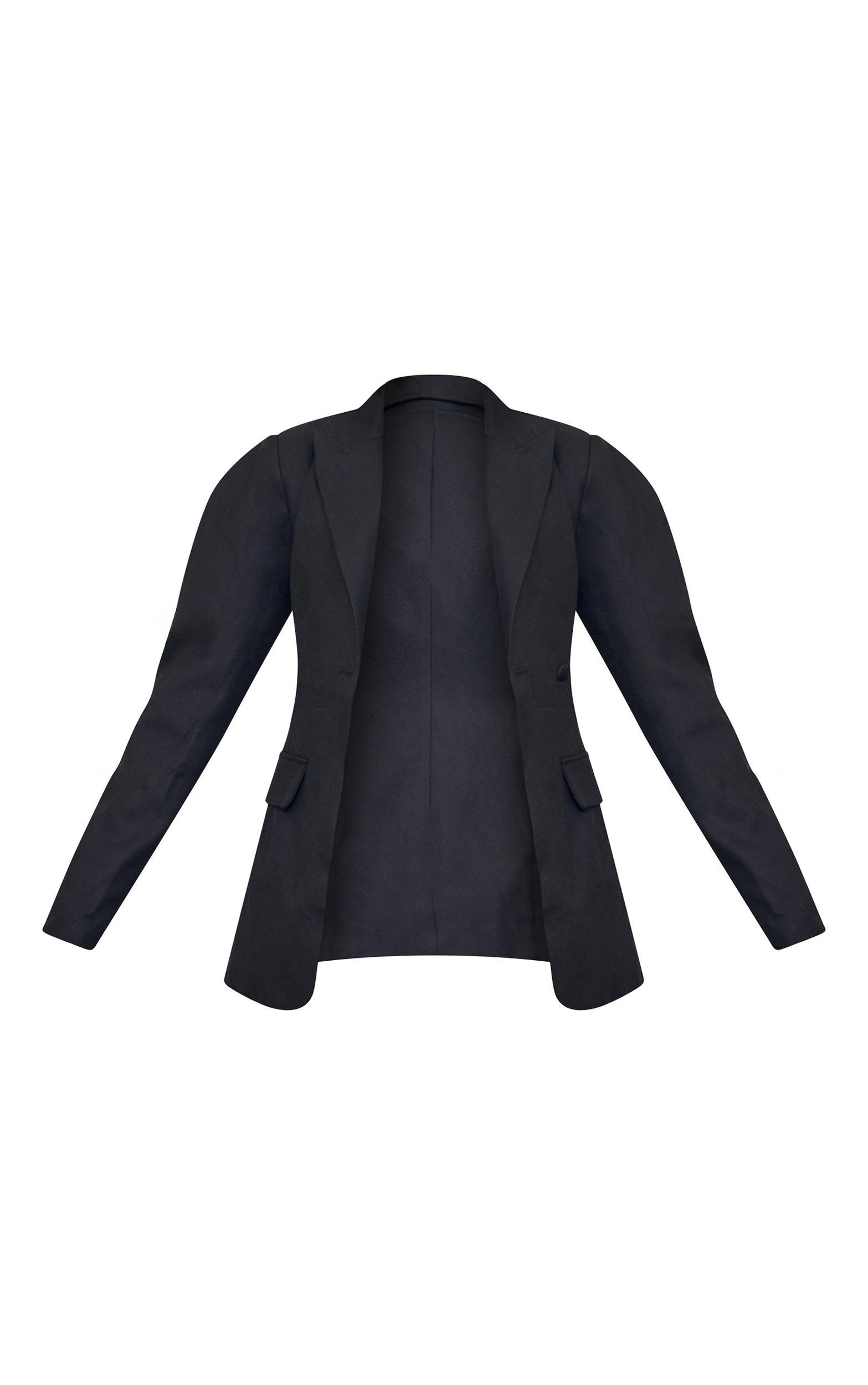 Black Drop Shoulder Cinch Waist Extreme Oversized Blazer Product Image