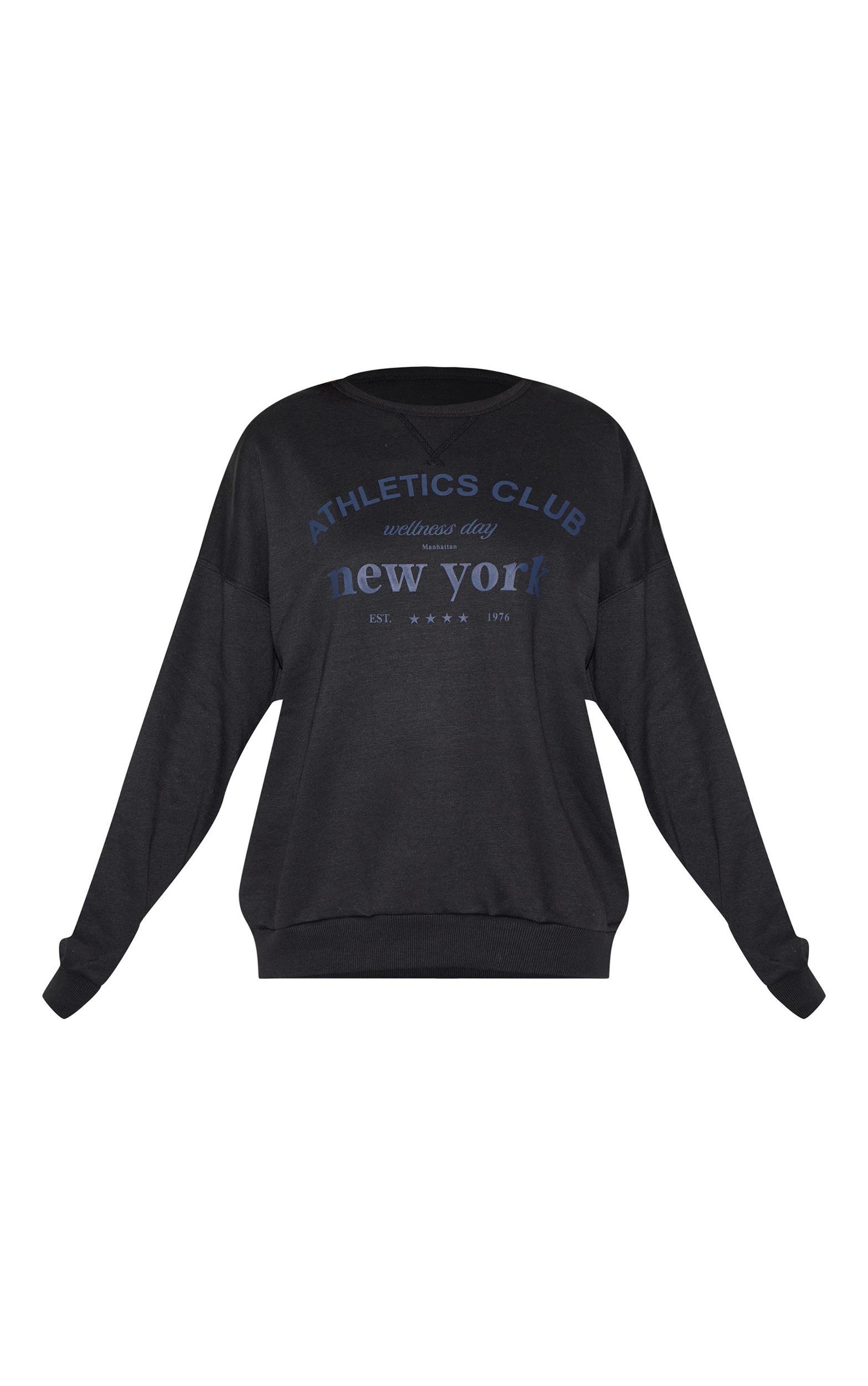 Black Oversized New York Printed Sweatshirt Product Image