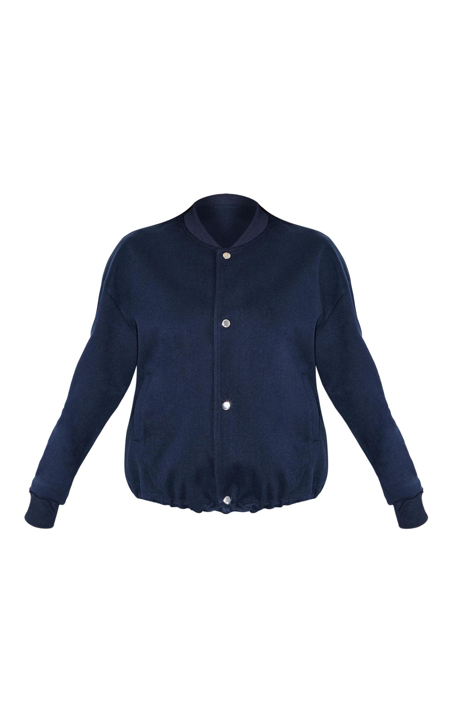 Navy Heavy Brushed Bomber Jacket Product Image