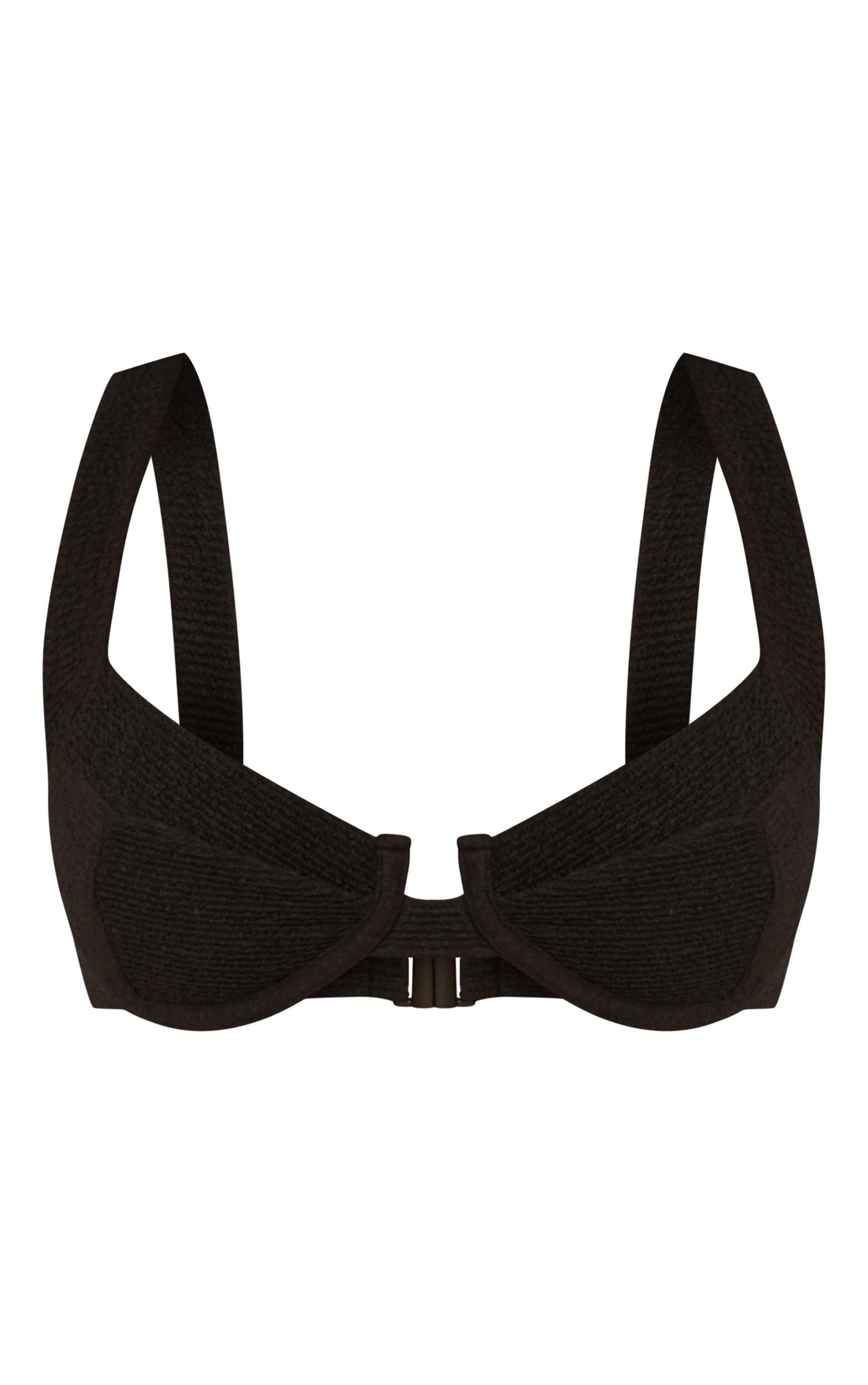 Black Mini Crinkle Tanga Bikini Bottoms Product Image