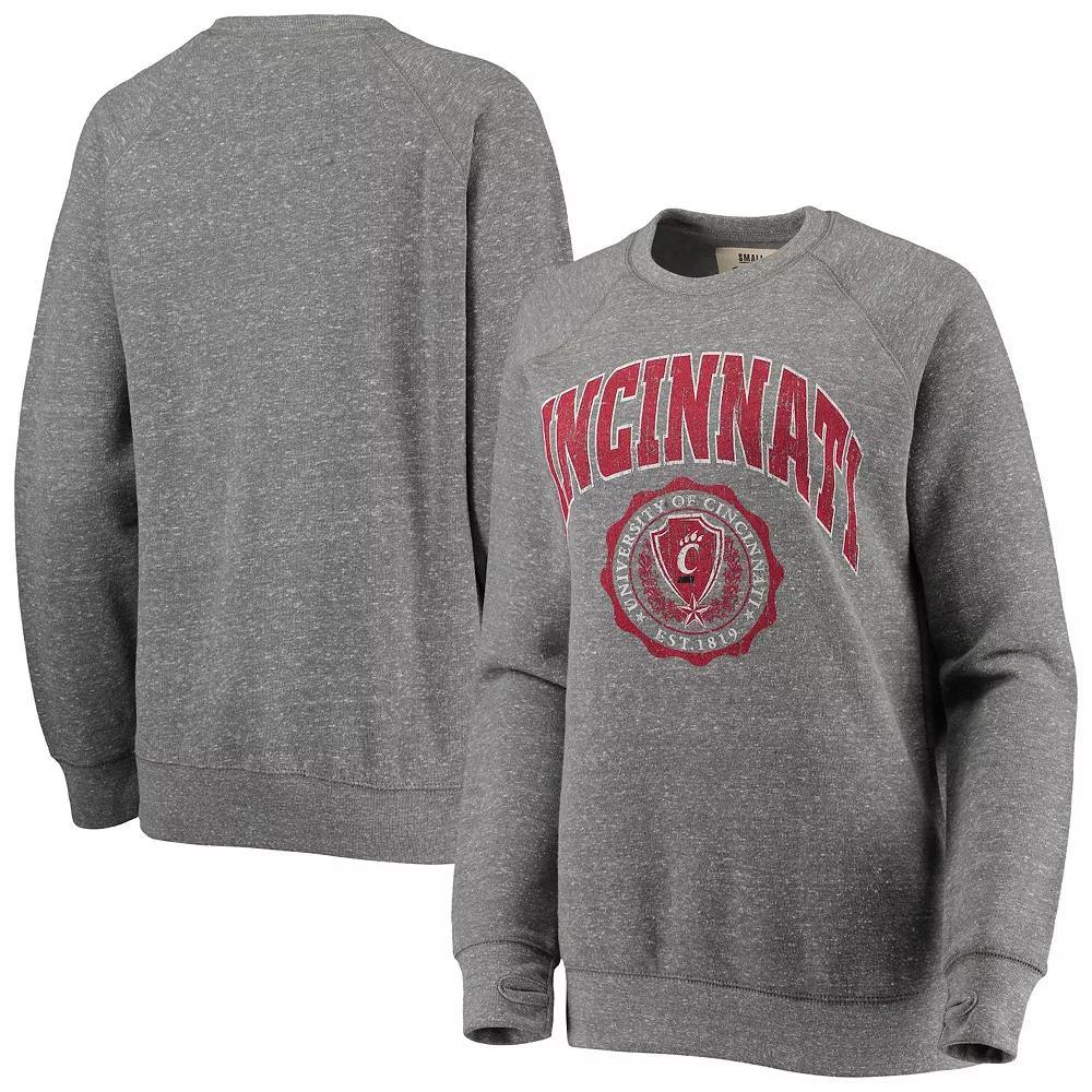 Womens Pressbox Heathered Gray Cincinnati Bearcats Edith Vintage Knobi Raglan Pullover Sweatshirt Product Image
