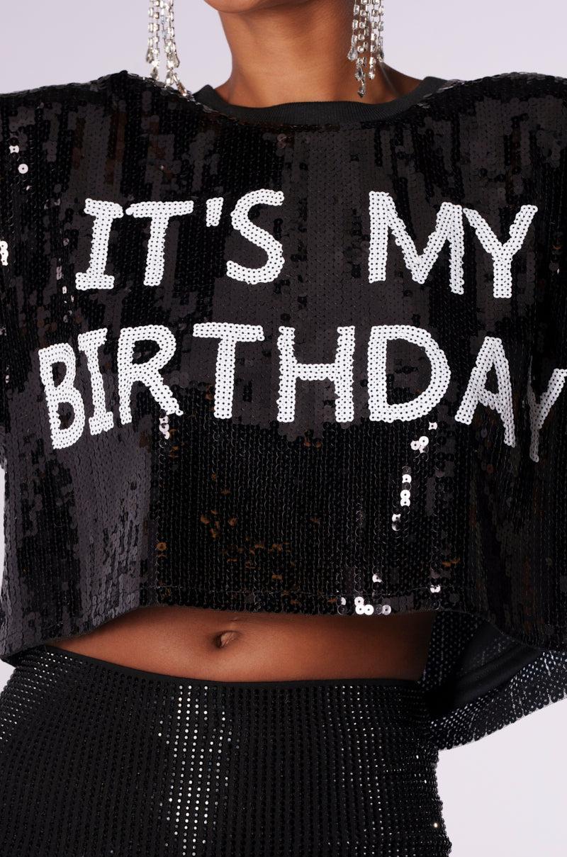 IT'S MY BIRTHDAY SEQUIN T-SHIRT Product Image