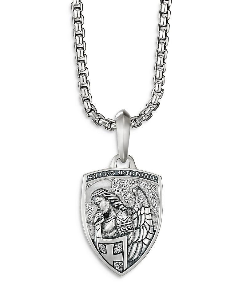 Mens St. Michael Pendant in Silver, 26mm Product Image