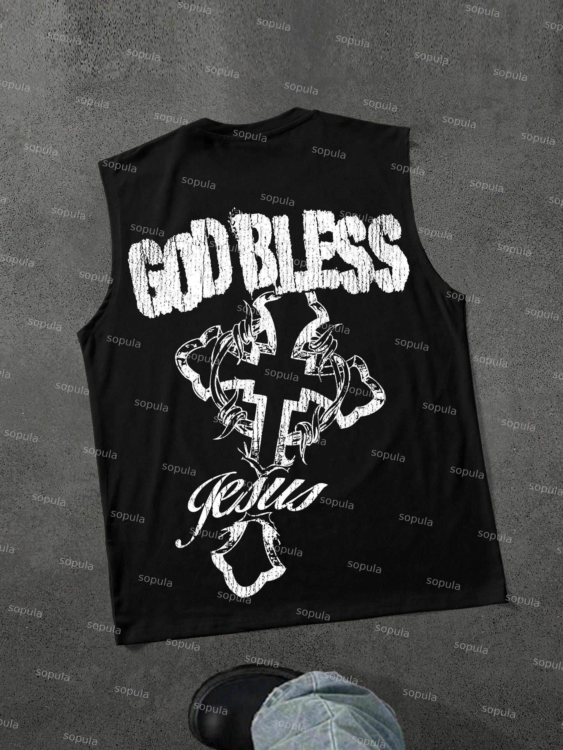 God Bless Cross Graphic Print Tank Top Product Image