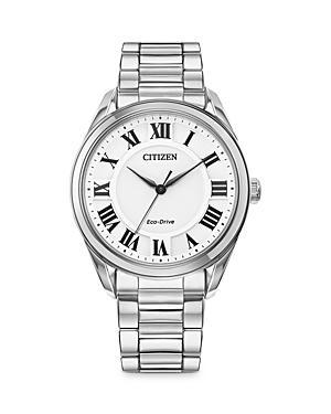 Citizen Eco-Drive Womens Arezzo Stainless Roman Accent Dial Bracelet Watch - EM0970-53A Silver Product Image