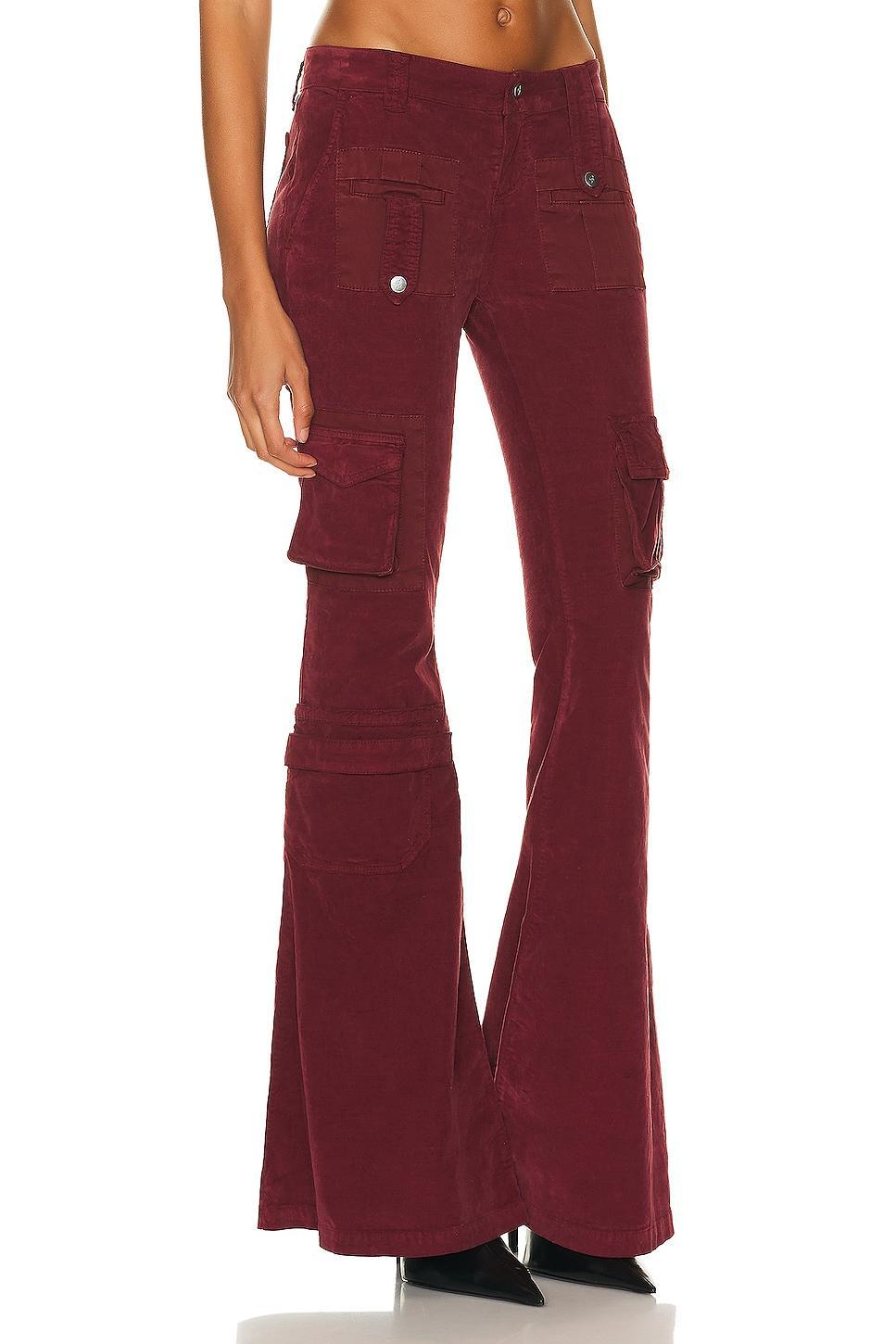 Blumarine Multi Pocket Flare Leg in Burgundy Product Image