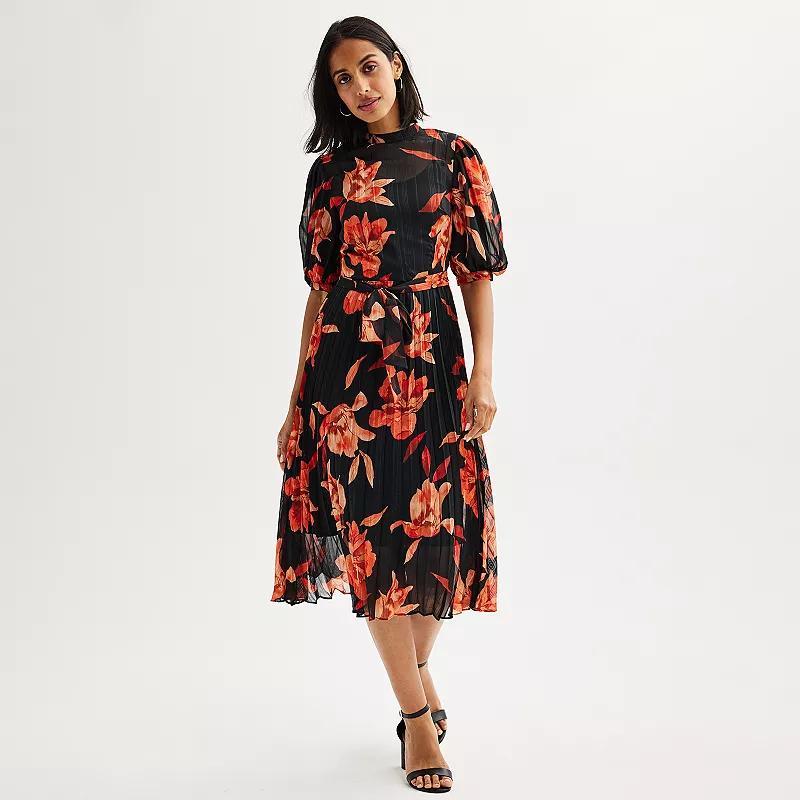 Women's Nanette Lepore Pleated Shadow Dress, Size: 12, Black Print Product Image