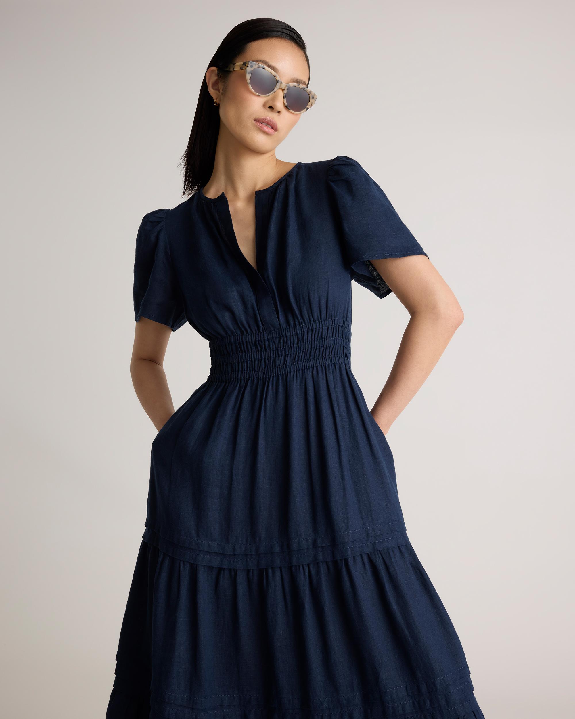 Quince | Women's 100% European Linen Tiered Maxi Dress Product Image
