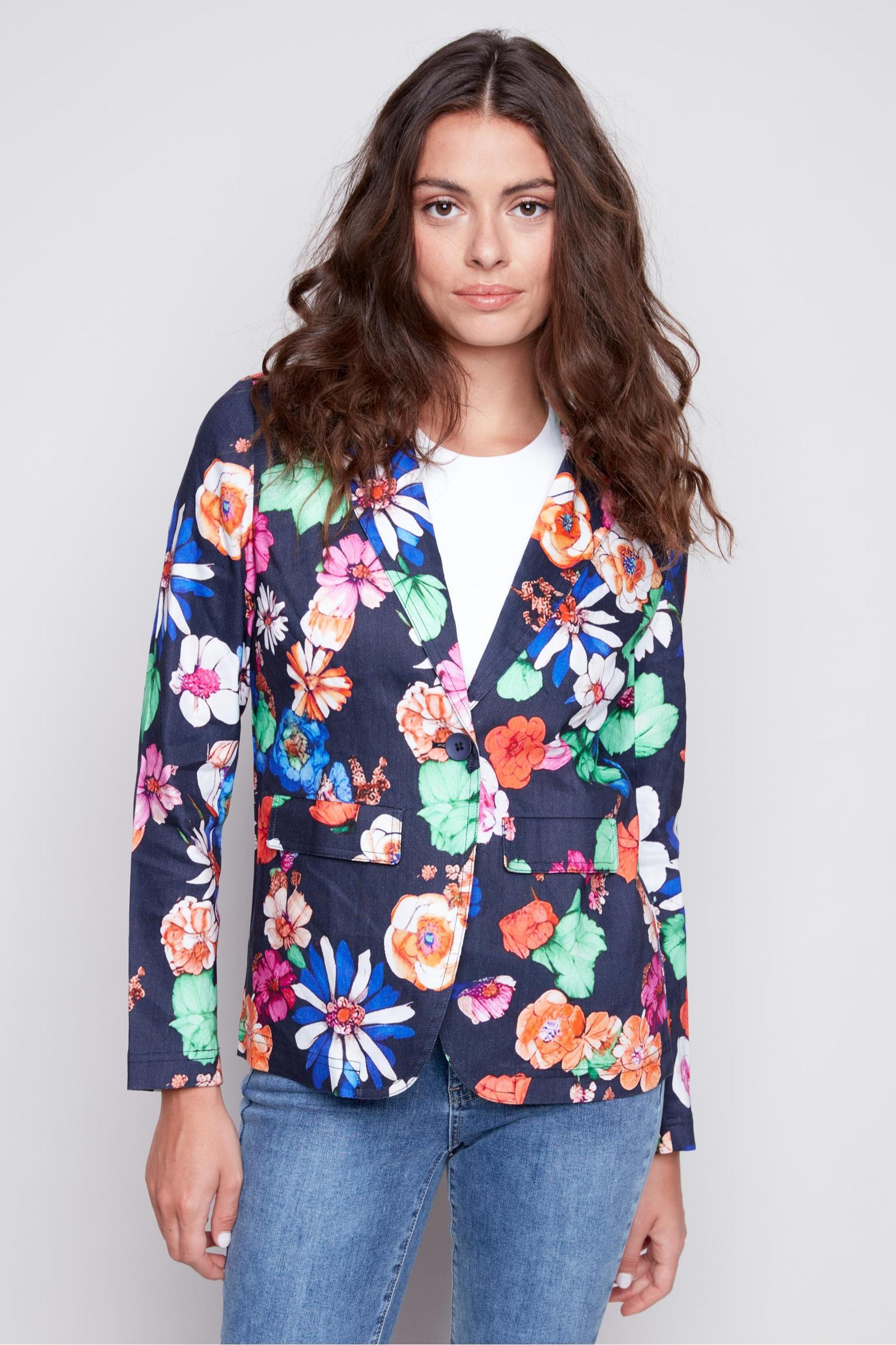 Printed Linen Blazer Product Image