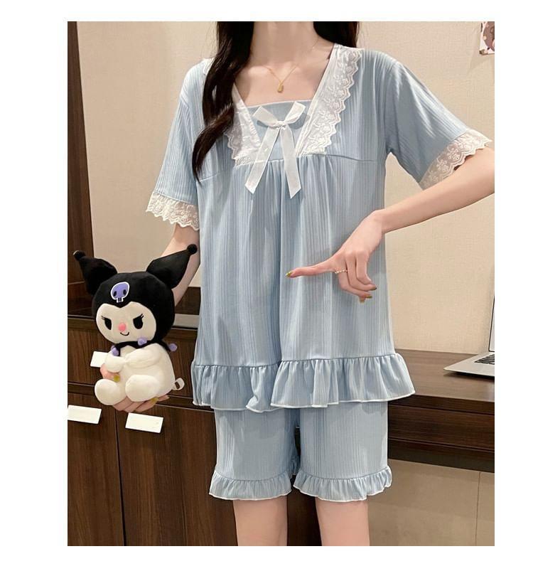 Lace Trim Pajama Set Product Image