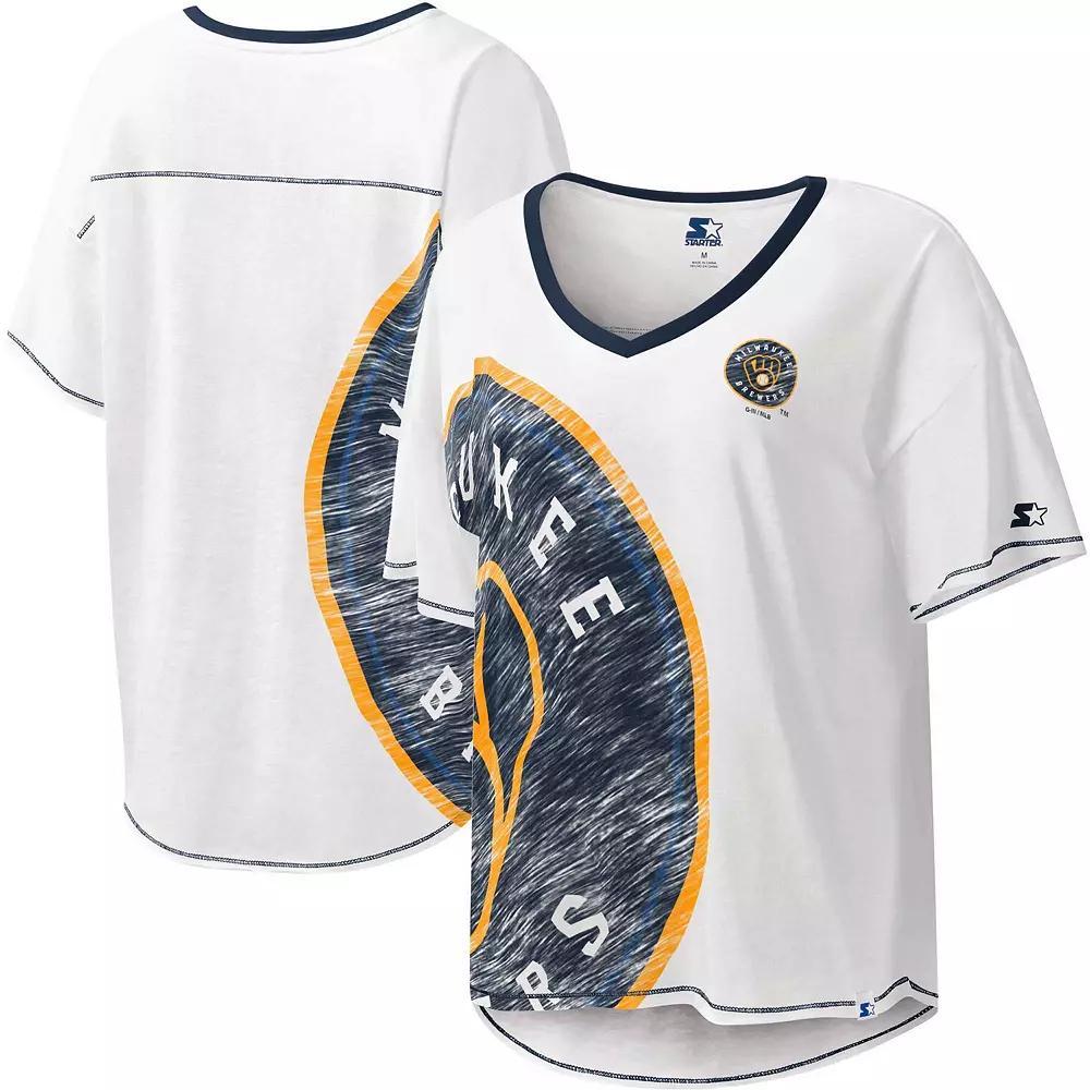 Womens Starter Milwaukee Brewers Perfect Game V-Neck T-Shirt Product Image