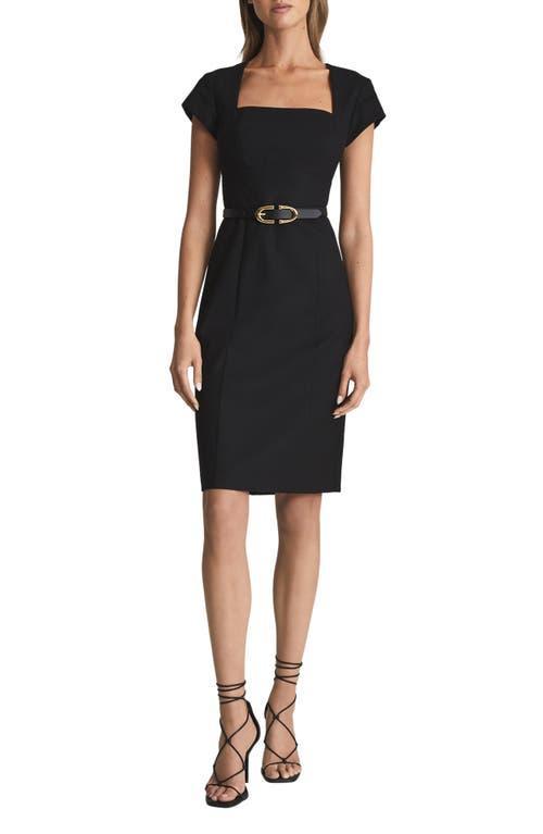 Womens Squareneck Wool-Blend Sheath Dress Product Image