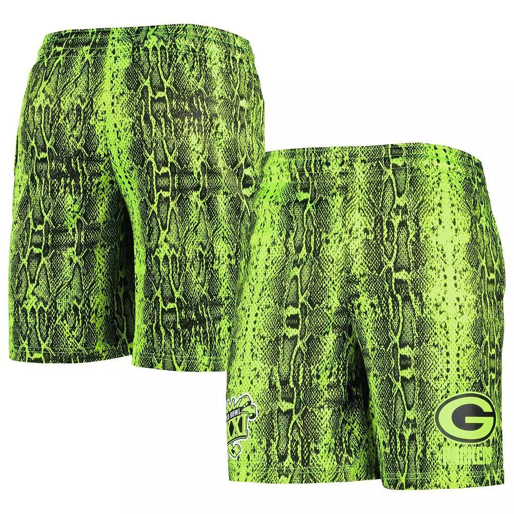 Men's New Era Neon Green Green Bay Packers Summer Pop Shorts, Size: 3XL, Brt Gr Product Image