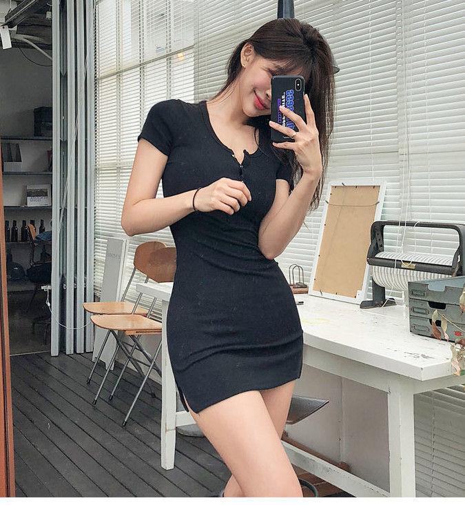 Short-Sleeve Sheath Mini Dress Product Image