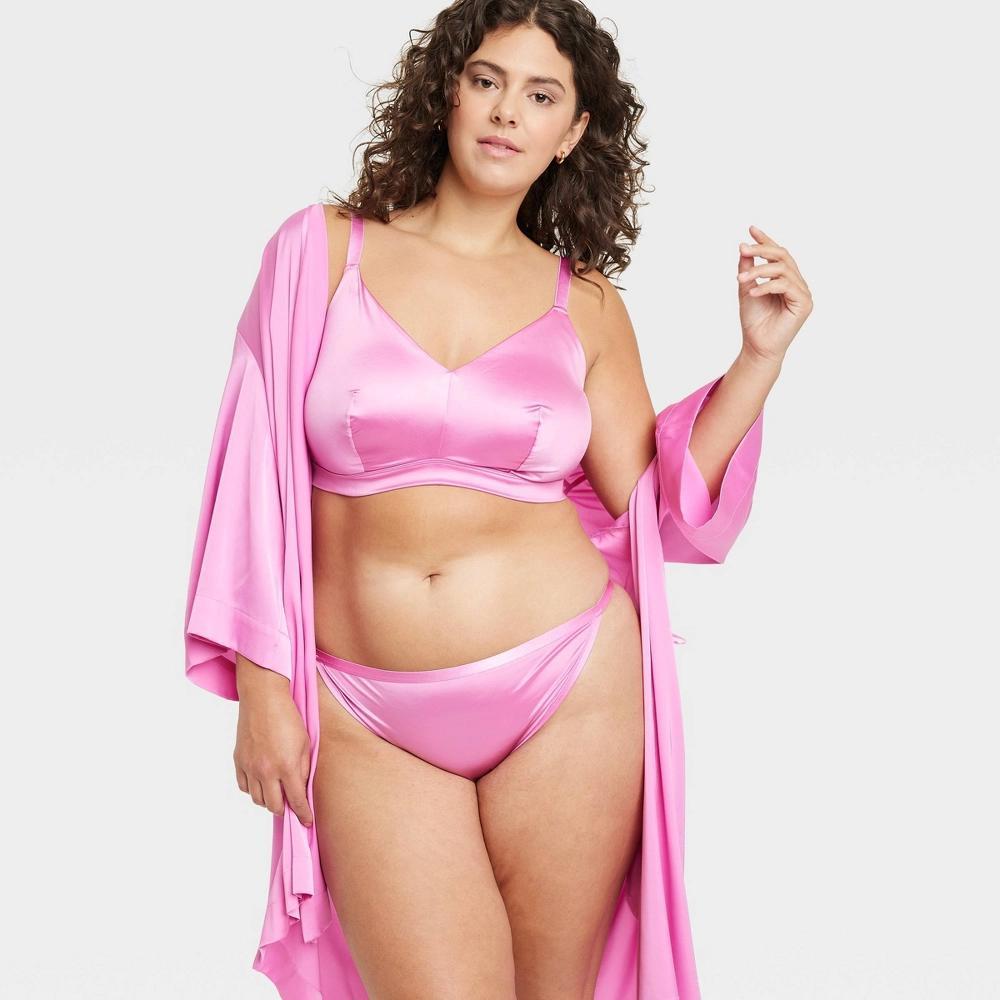 Womens Satin Cheeky Underwear - Auden Dahlia 1X: Plus Size Lingerie, Low Rise, Cotton Gusset, Pull-On Style Product Image