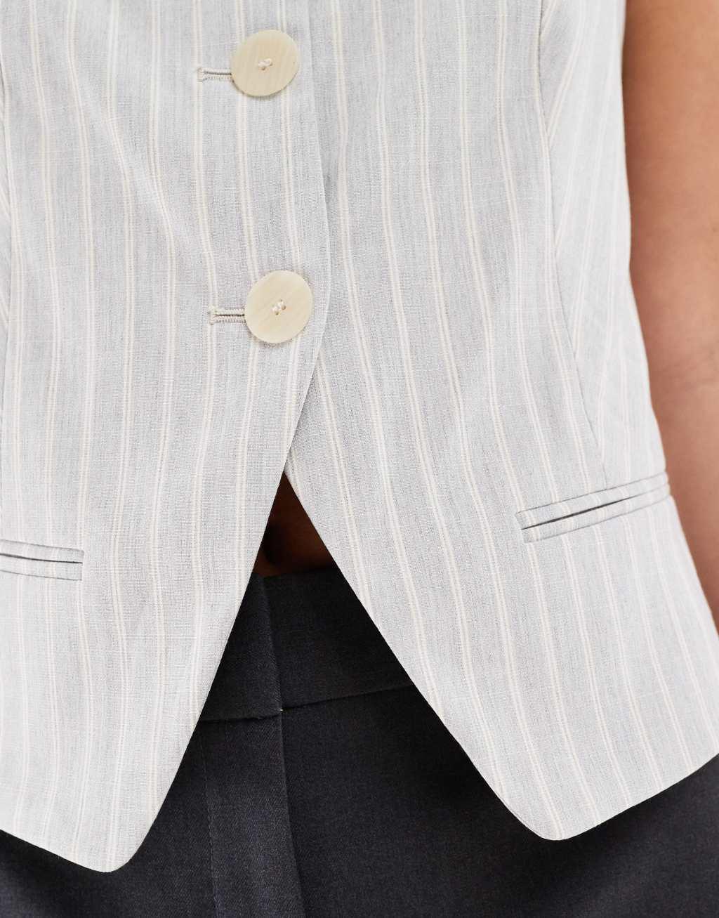 Mango button front pinstripe cami vest in light blue Product Image