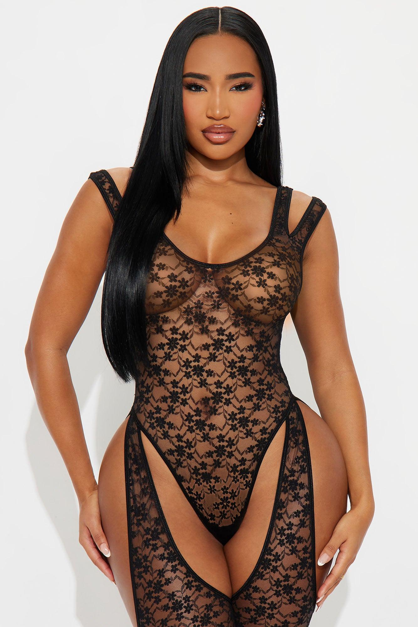 Laced To Break Lace Bodystocking - Black Product Image