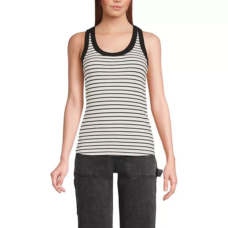 Womens Lands End Drapey Ribbed Fitted Tank Top Light Purple Product Image