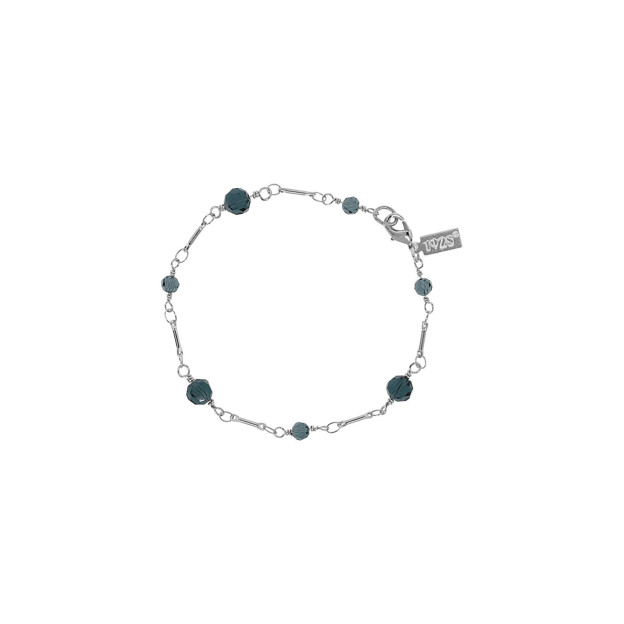 1928 Glass Bead Station Bracelet, Womens, Gold Blue Product Image