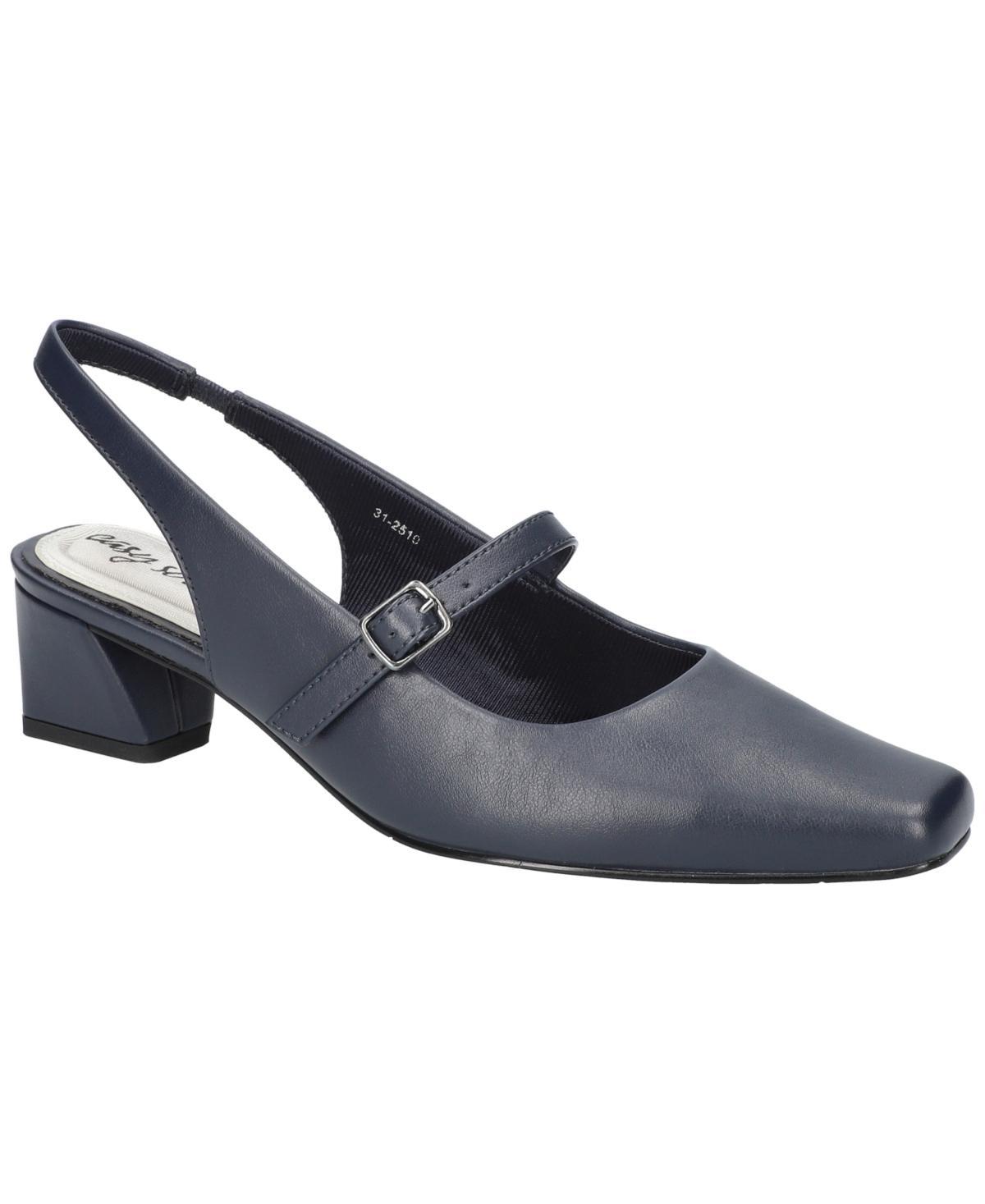 Easy Street Womens Cameo Square Toe Slingback Pumps Blue Satin Product Image