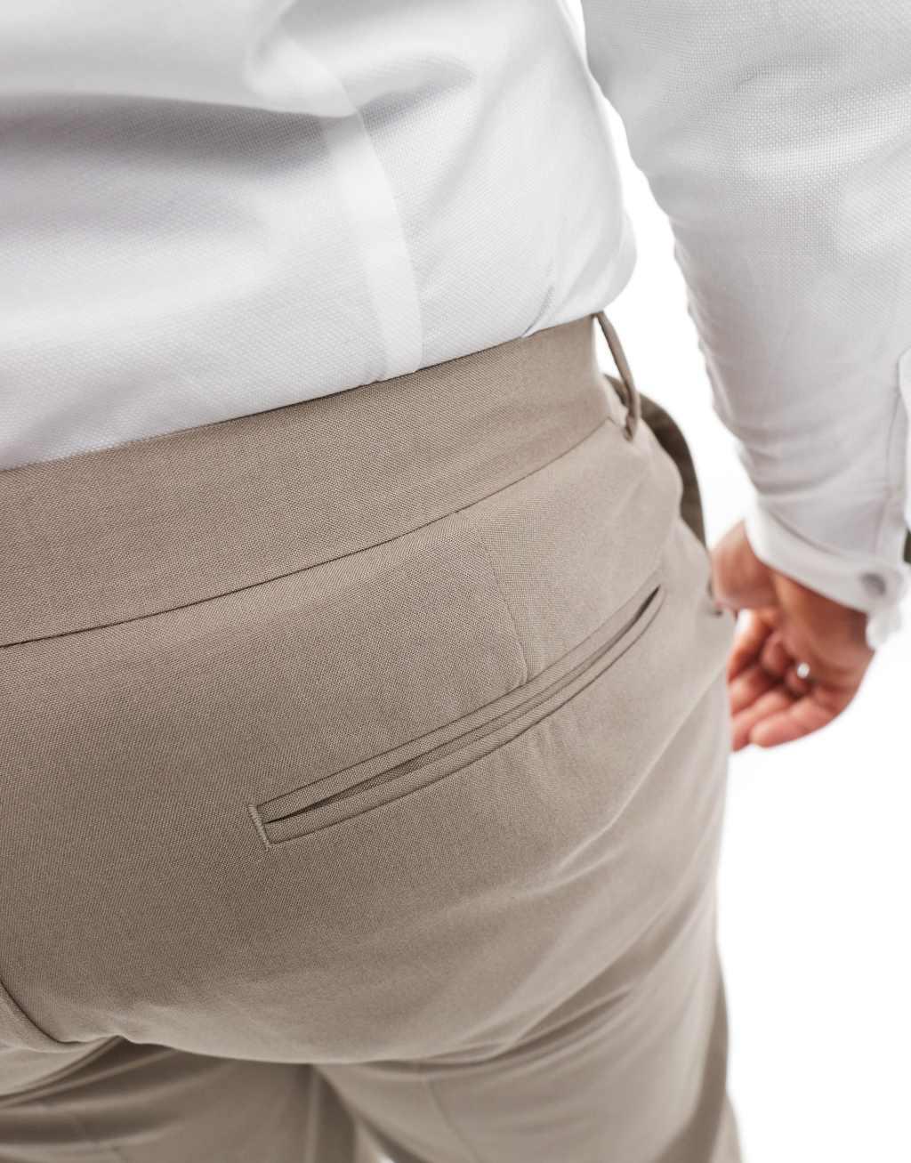 ASOS DESIGN straight fit dress pants in stone Product Image