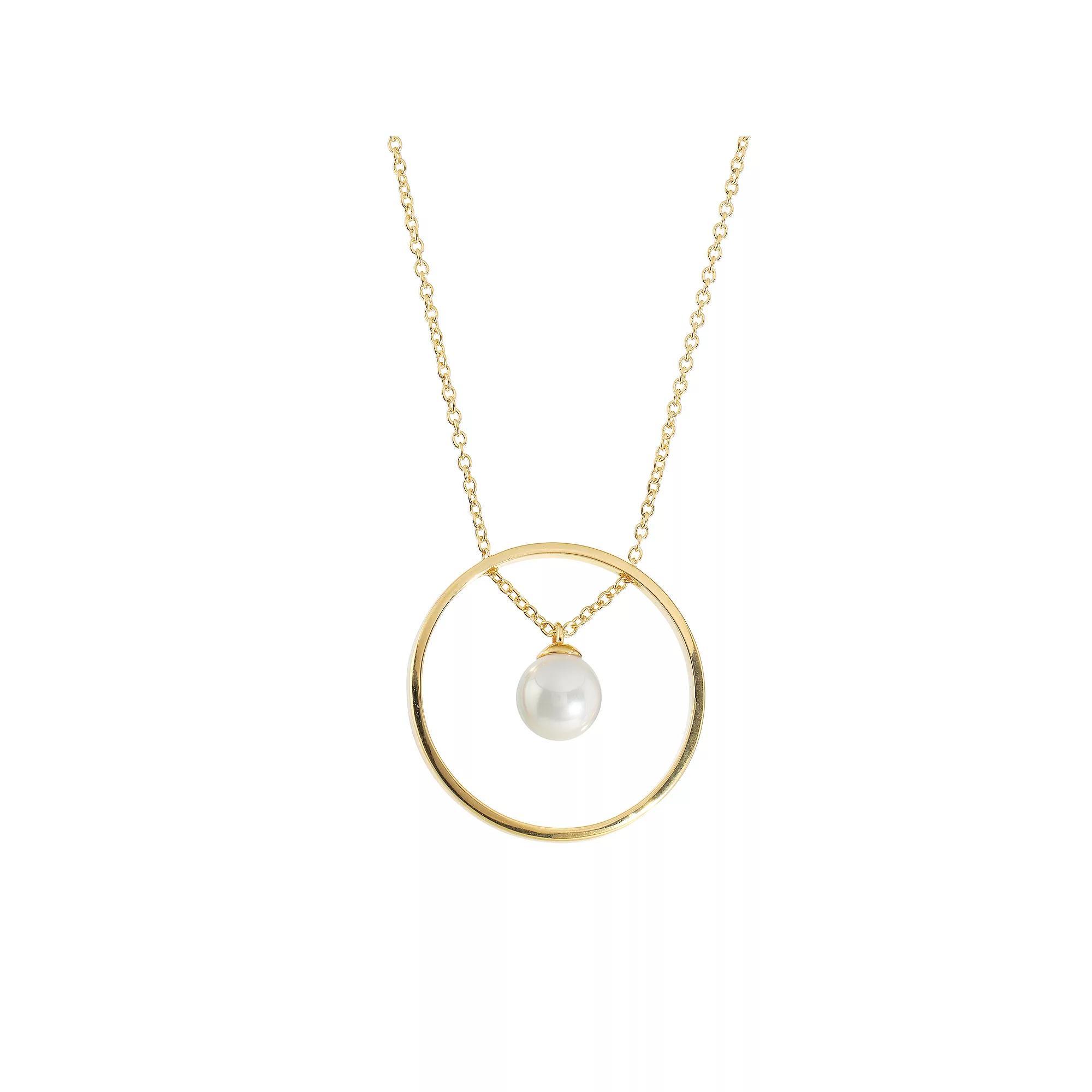Athra NJ Inc 14k Gold Over Sterling Silver Open Circle Freshwater Cultured Pearl Necklace, Women's, Size: 16-18" ADJ, Gold Tone Product Image