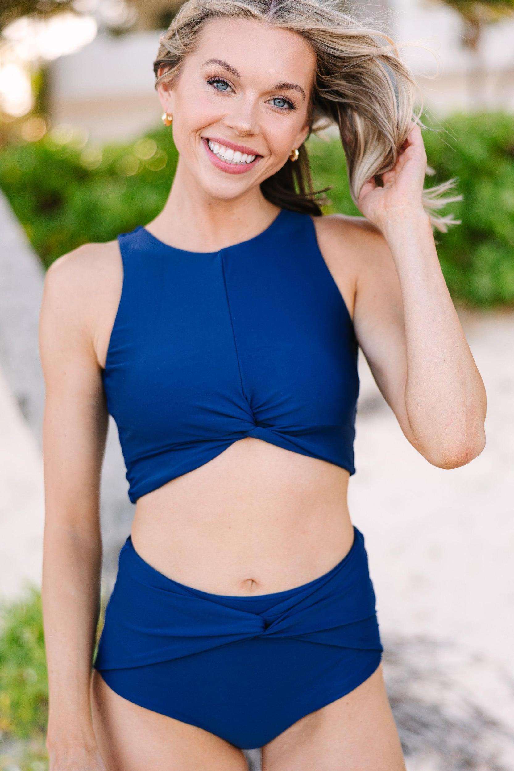 Get Active Navy Blue Knotted Bikini Top Female Product Image