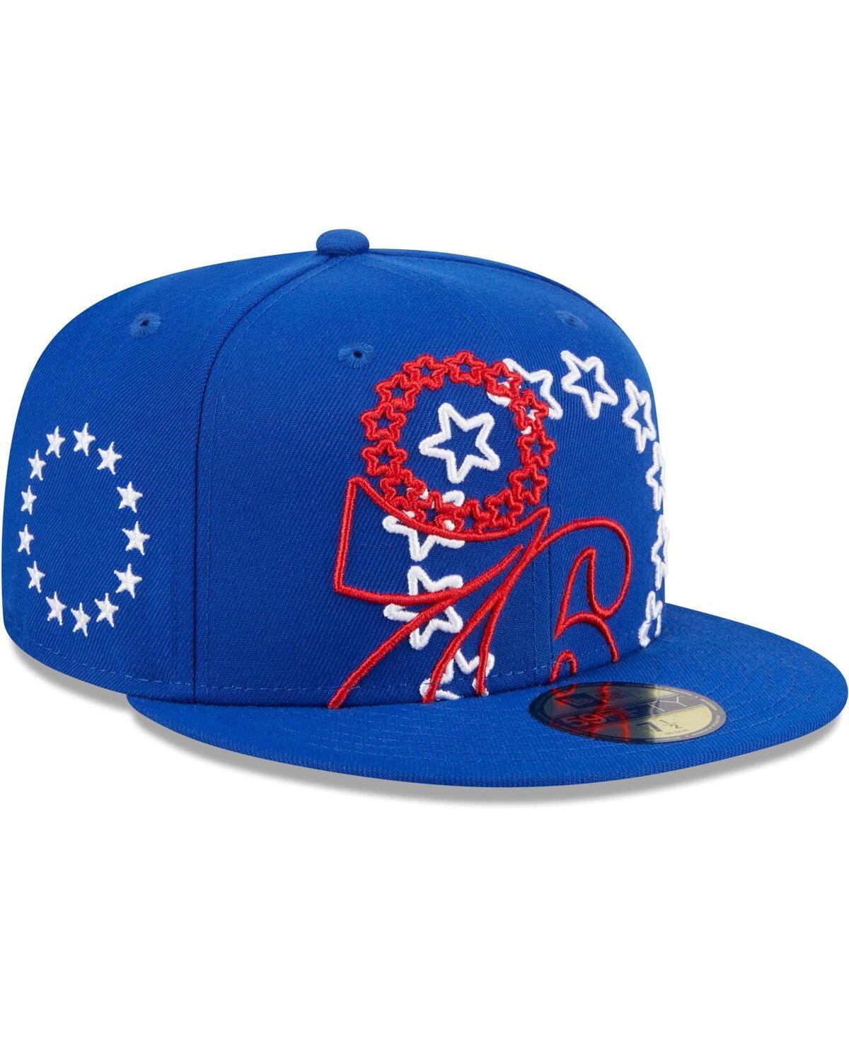 Men's New Era  Royal Philadelphia 76ers Game Day Hollow Logo Mashup 59FIFTY Fitted Hat, Size: 7 1/4, 76r Blue Product Image