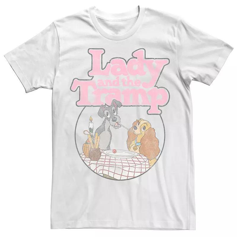 Disney's Lady And The Tramp Table Scene Portrait Logo Men's Tee, Size: XXL, White Product Image