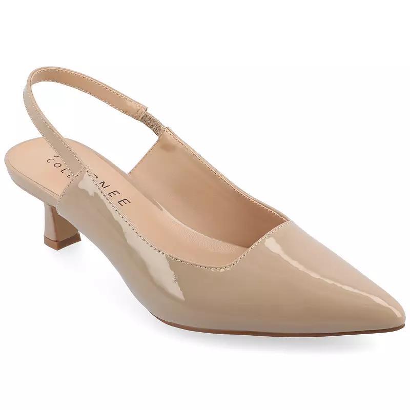 Journee Paulina Womens Slingback Heels Patent Brown Product Image
