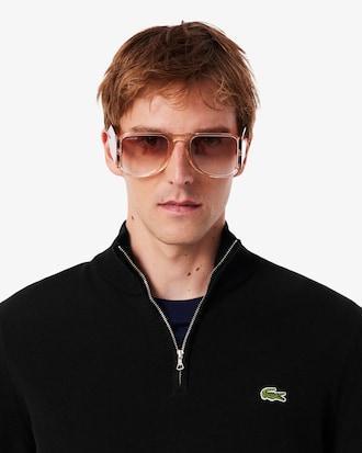 Zipped High Neck Cotton Sweater Product Image