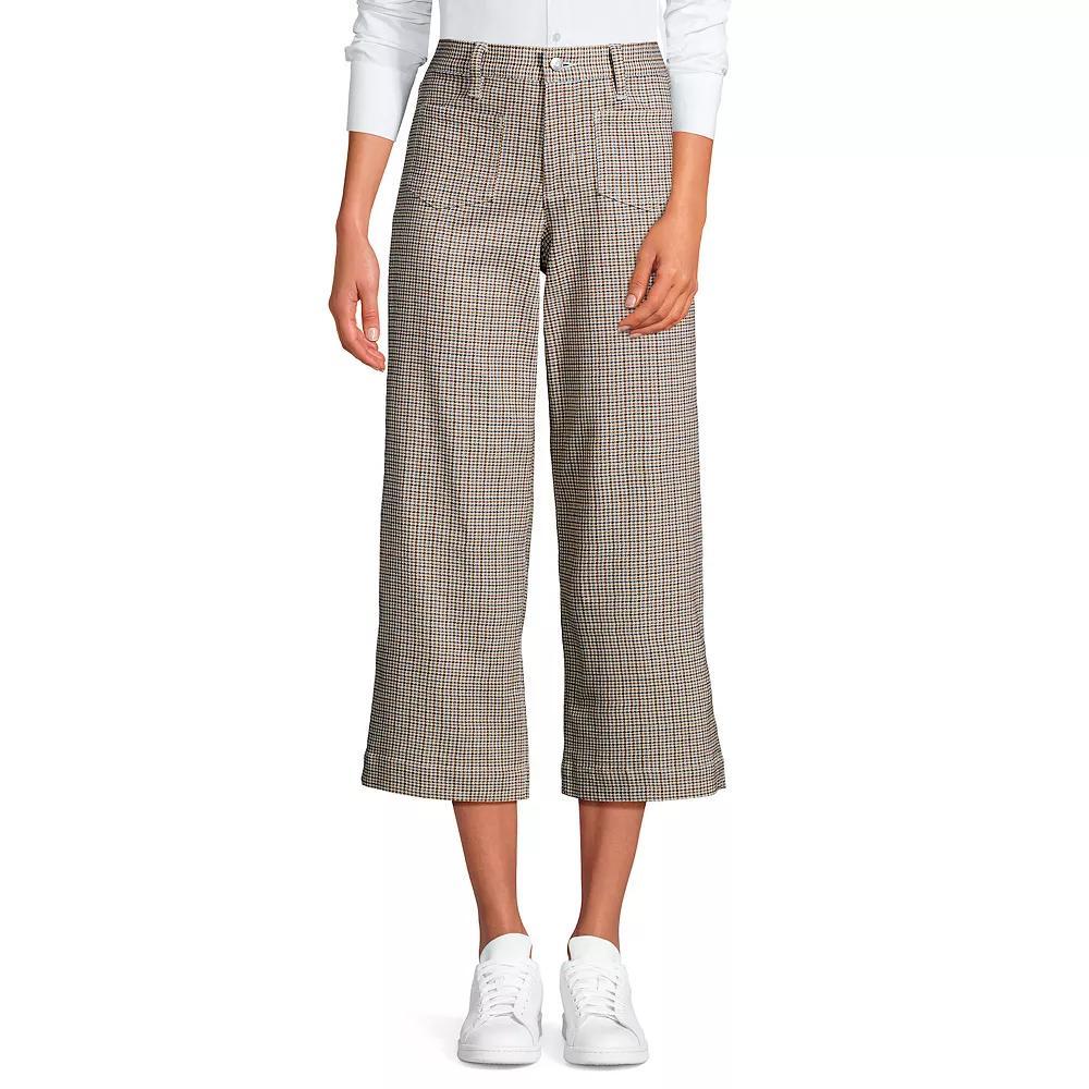 Women's Lands' End High-Rise Wide Leg Crop Pants, Size: 4, Red Houndsto Product Image