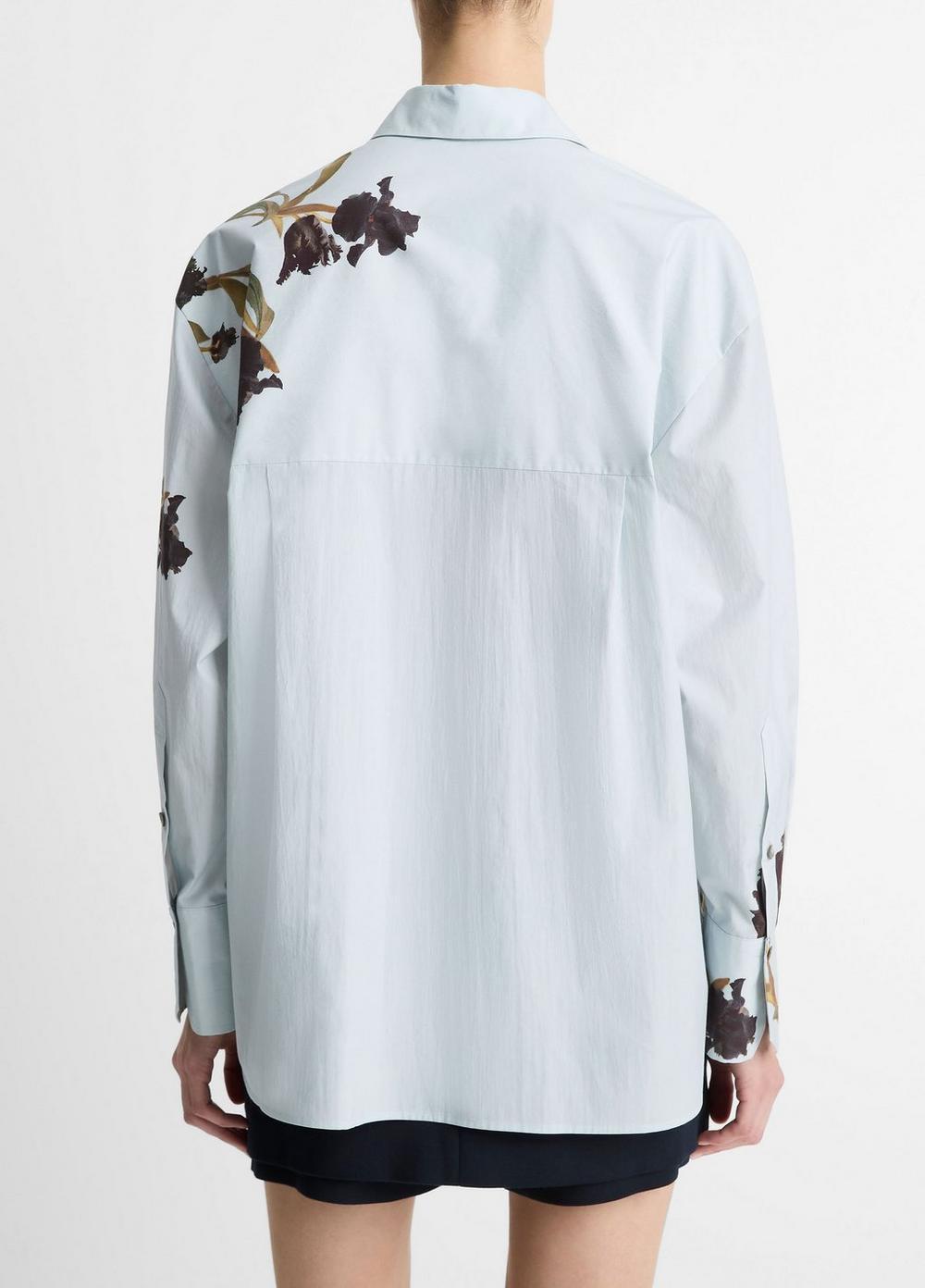 Womens Placed Iris Cotton Button-Front Shirt, Salt Glass/black Iris, Size M Vince Product Image