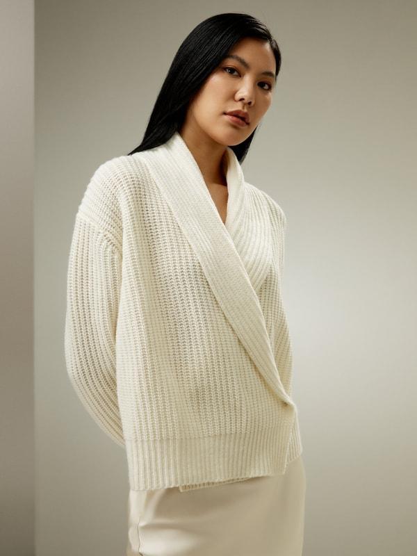 Shawl Collar Drop Shoulder Knit Cardigan Product Image
