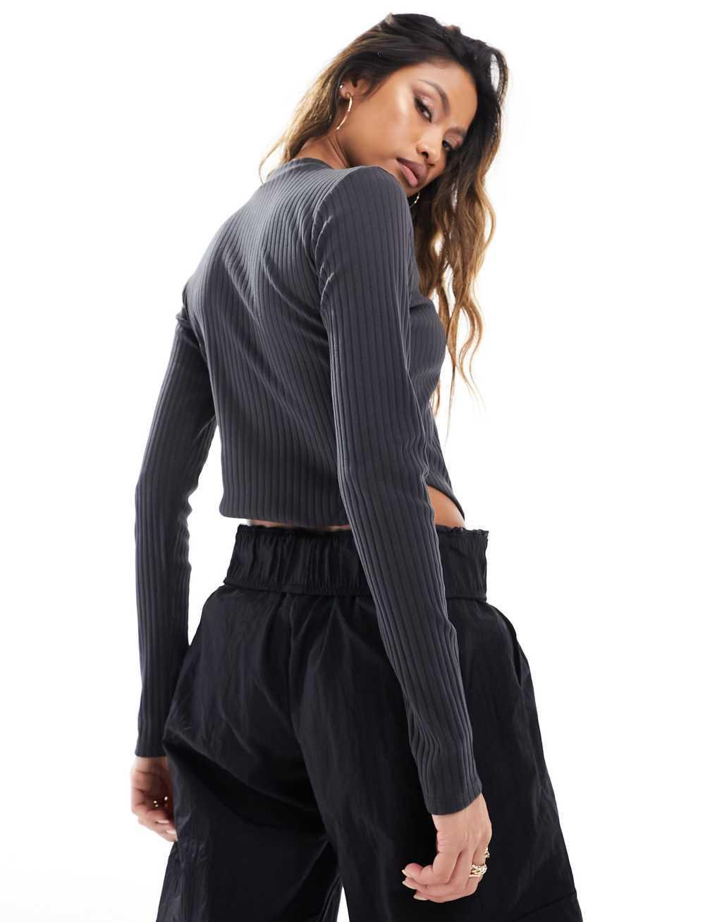 Jordan long sleeve high cut hem top Product Image