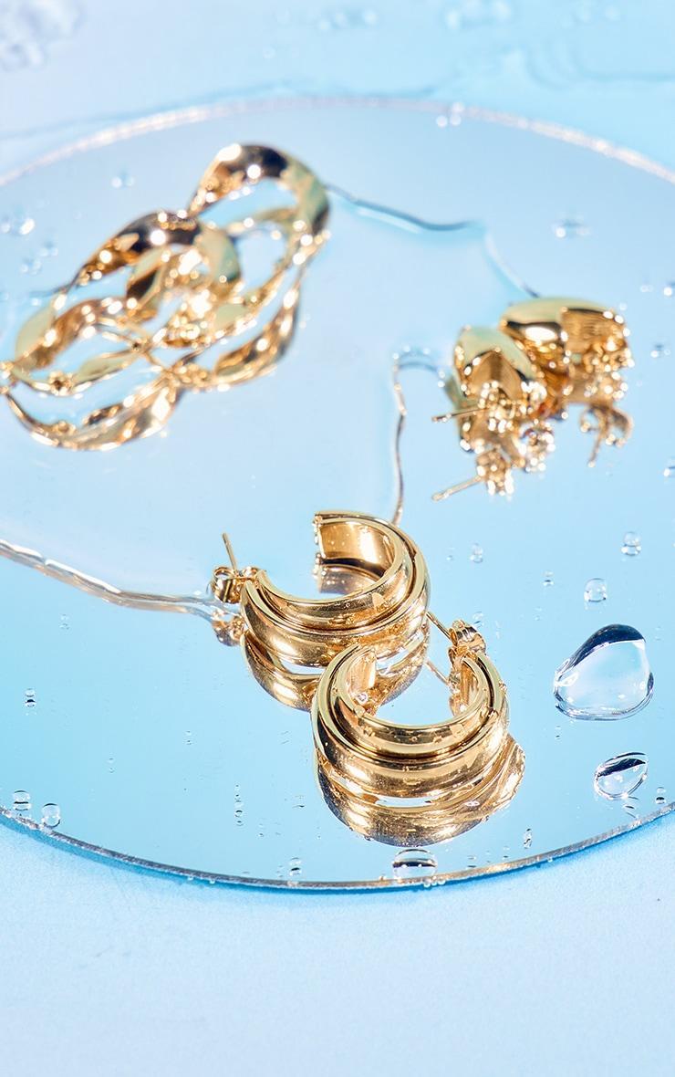 Gold Water Resistant Double Hoop Earrings Product Image