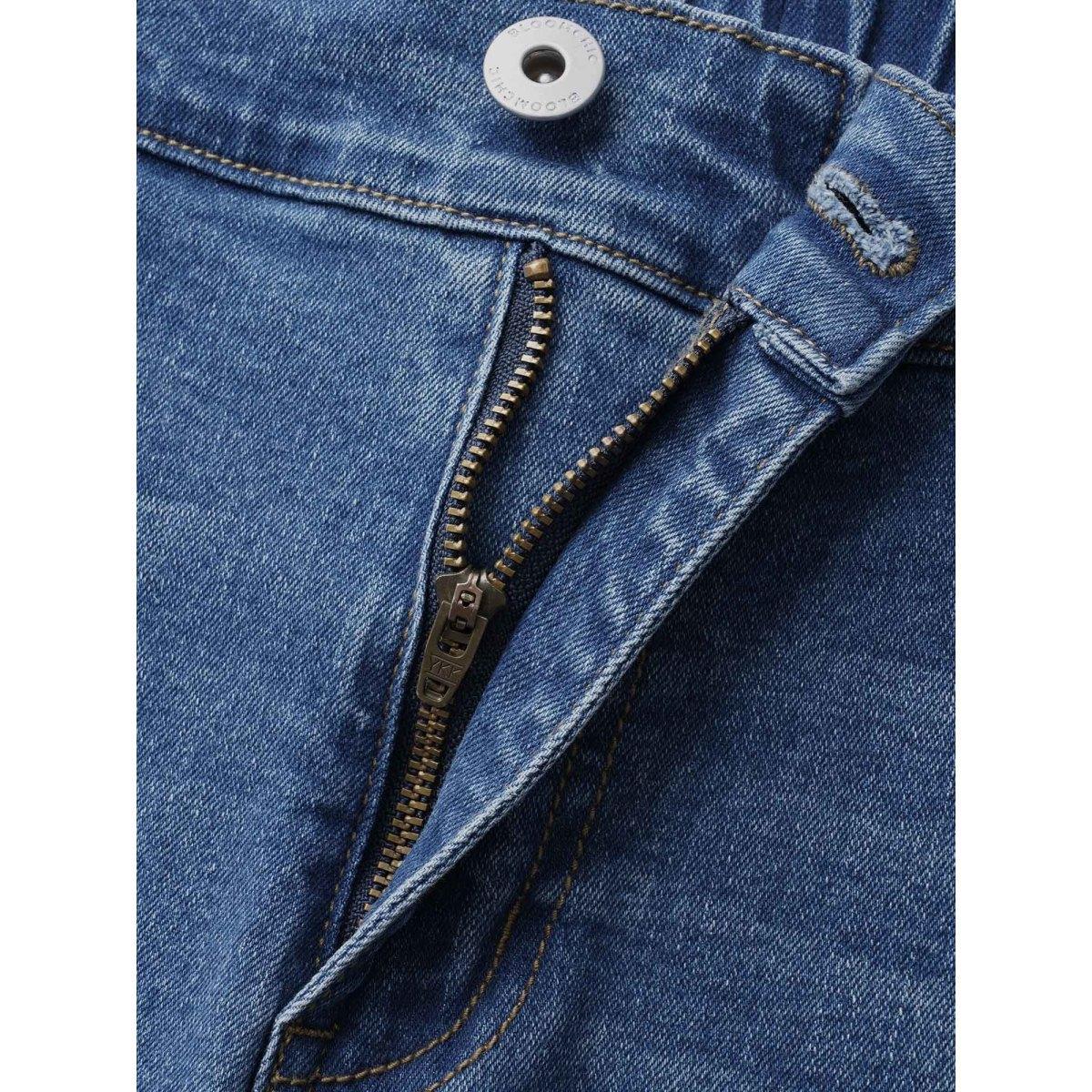 Plus Size Stretch Denim Wide Leg Cut Jeans Women Denimblue Casual Button Medium stretch Slanted pocket Jeans BloomChic 20/2X Product Image