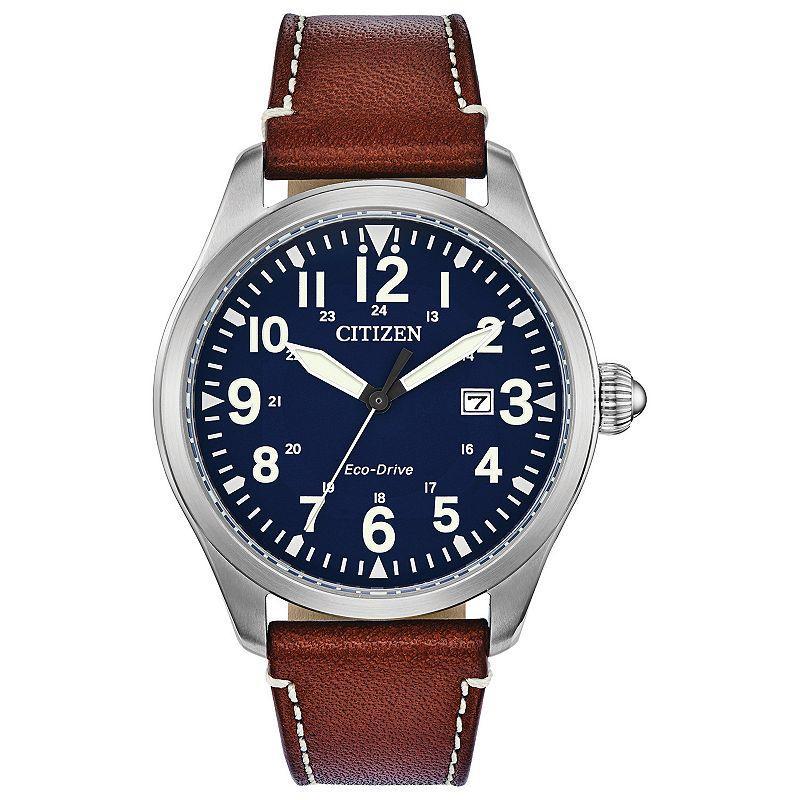 Citizen Eco-Drive Mens Chandler Military Leather Watch - BM6838-17L Brown Product Image