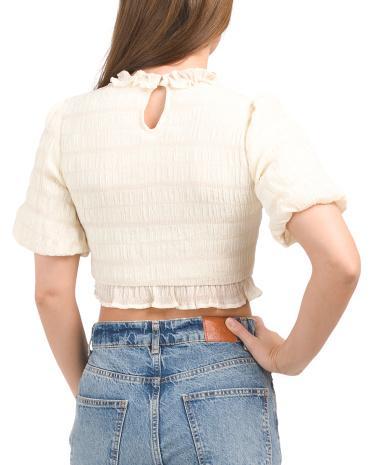 Short Sleeve Ruffle Crop Top for Women | Polyester/Nylon Product Image