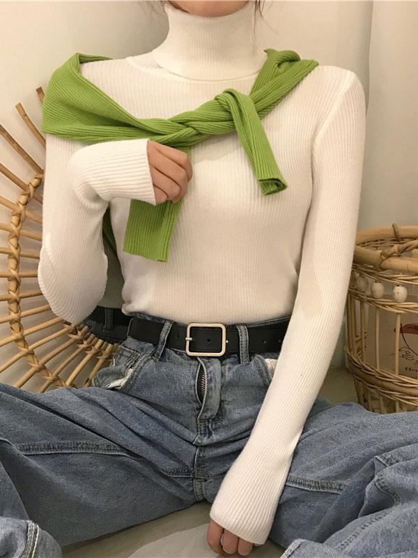 High Neck Jumper Knit Top Product Image