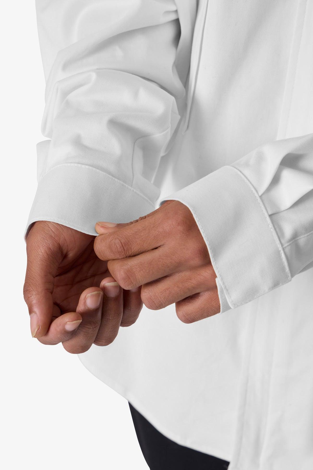 Oversized Cotton Button Up Shirt - White Product Image