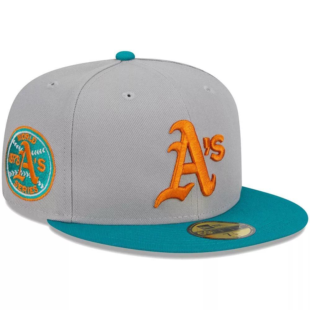 Men's New Era Gray/Teal Oakland Athletics  59FIFTY Fitted Hat, Size: 8, Grey Product Image