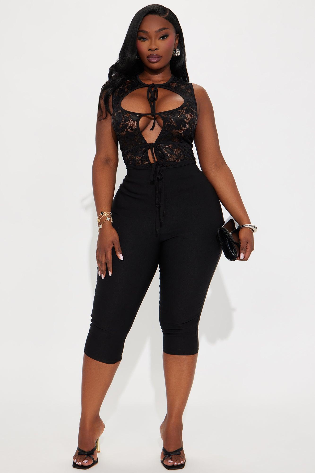 Show It Off Lace Tie Front Sheer Bodysuit - Black Product Image
