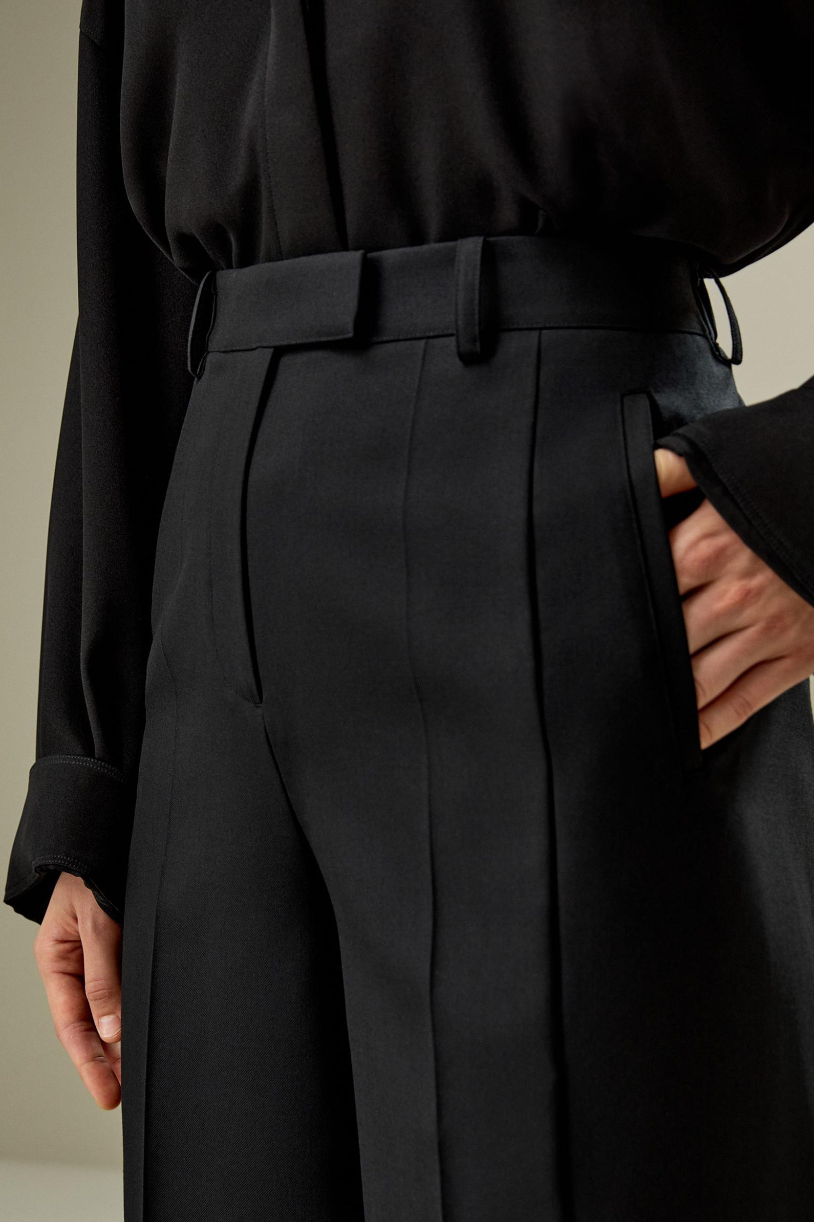 Wool Silk Blend Straight Pants Product Image