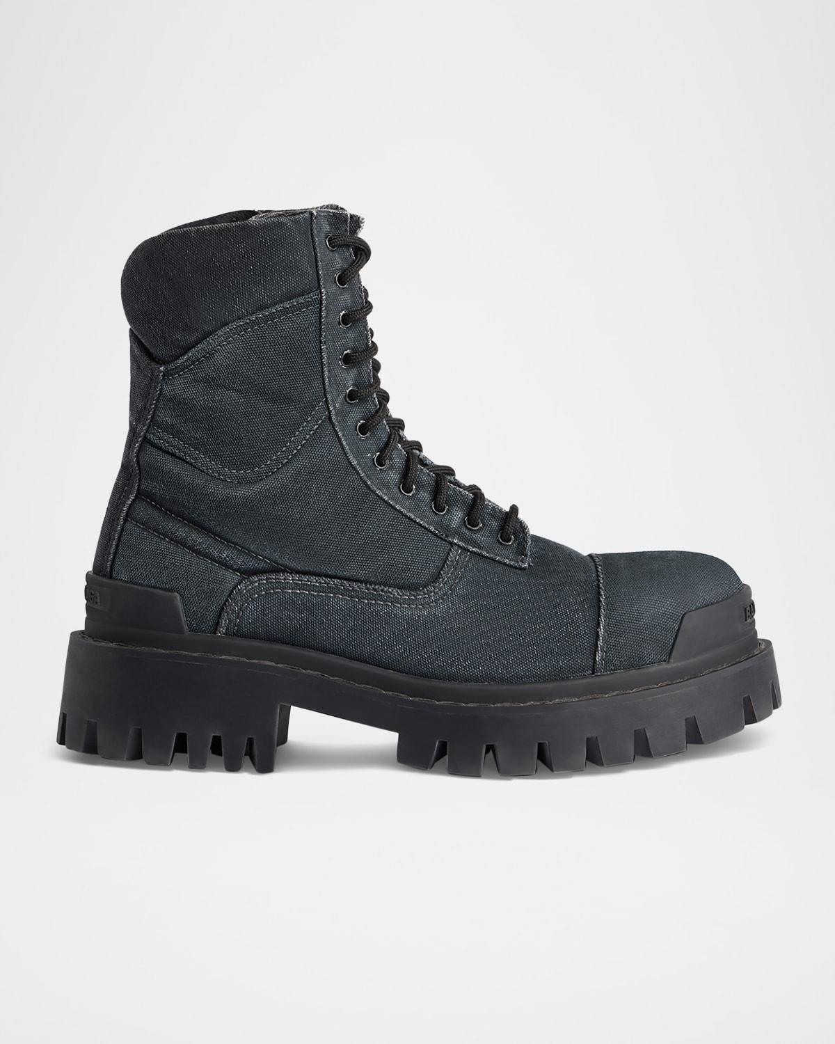 Mens Strike Bootie Lace-Up Canvas Ankle Boots Product Image