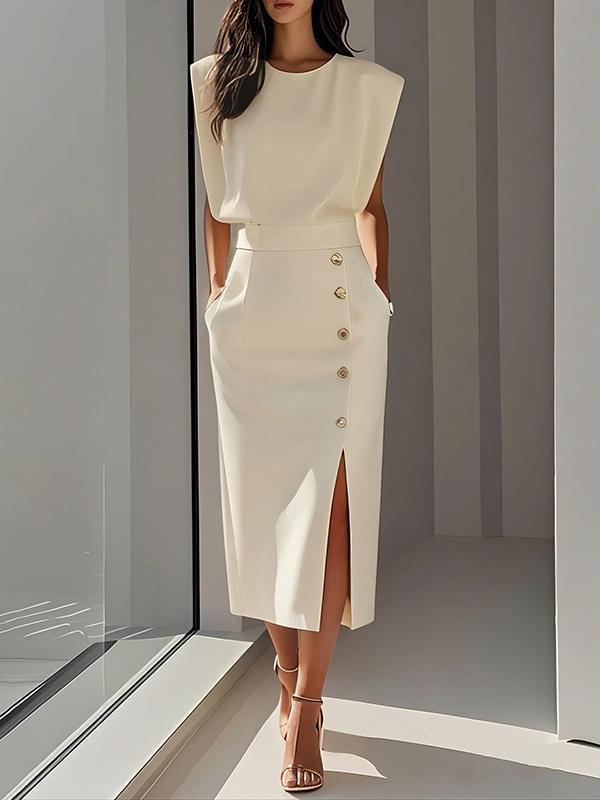 High Waisted Loose Split-Front Split-Joint Skirts Product Image